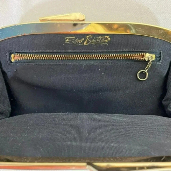 Robert Bestien Vintage black snakeskin clutch with gold closure - Picture 6 of 6